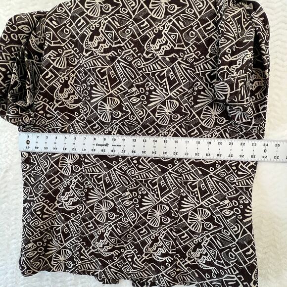 Chicos 3 Silk Brown Cream Geometric Tribal Blazer Shacket Jacket Sz XL 16 - Picture 10 of 11